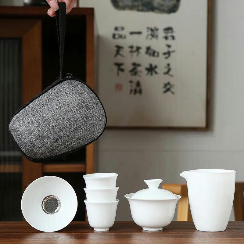 RAEF Porcelanowy serwis Gaiwan Filiżanki do herbaty Chiński Ceremonia Czajniczek Przenośny Podróż Kung Fu Zestaw do herbaty Ceramiczny kubek do herbaty z filtrem