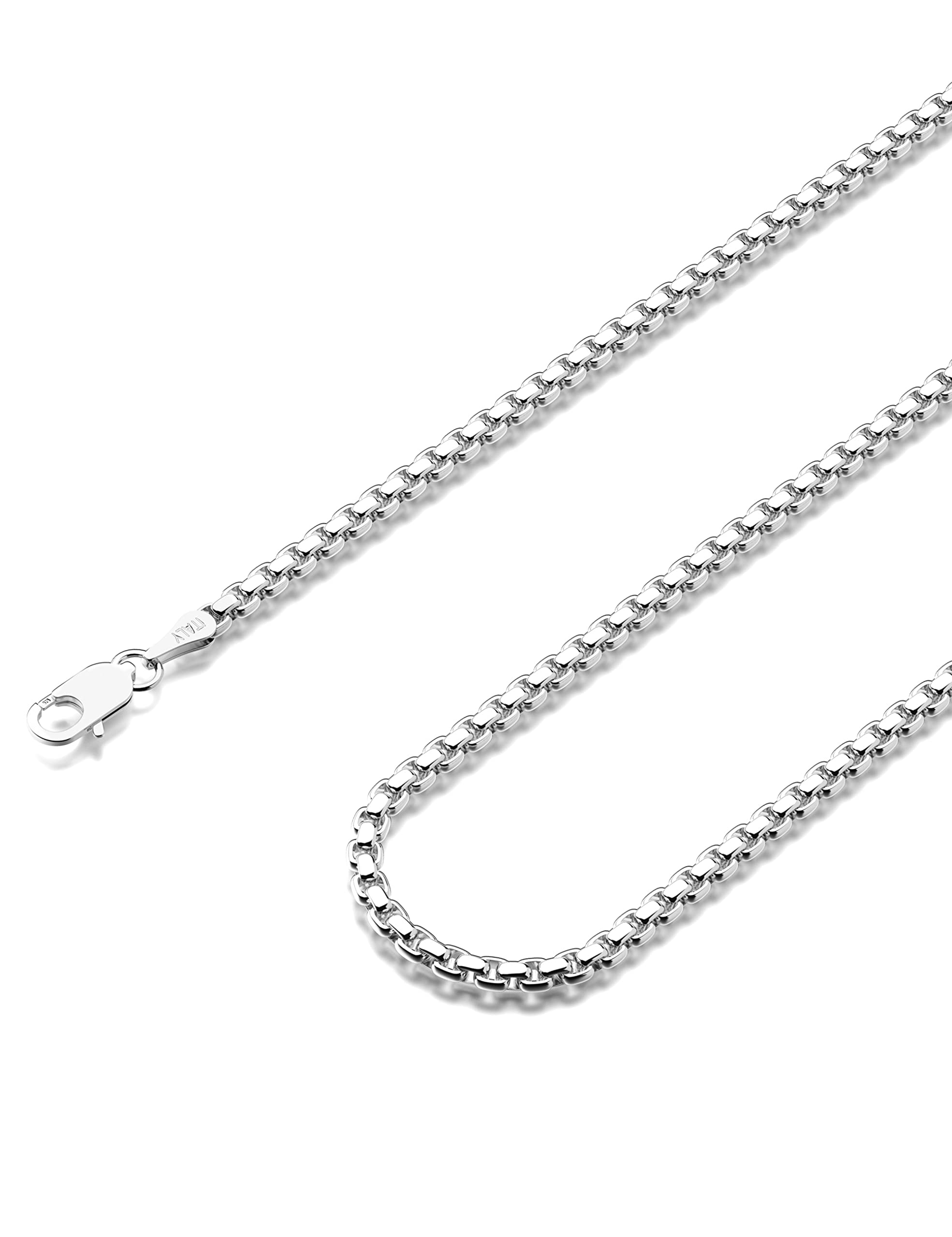 Necklace Men Stainless Steel Smooth Box Rope Chain Necklace - Silver ...