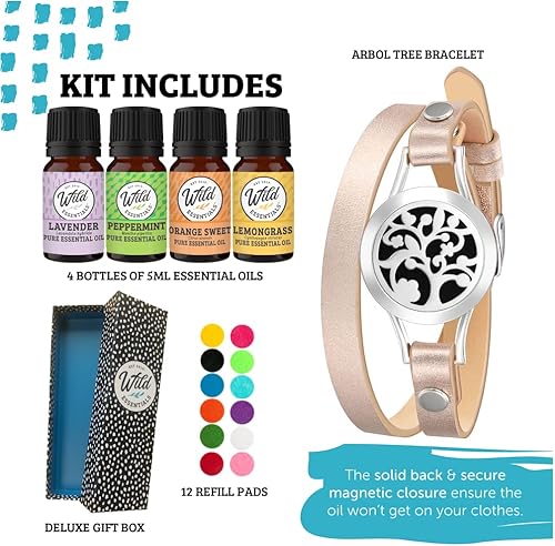 Vista 2 de Wild Essentials - Pulsera de cuero con aceite esencial, Cuero