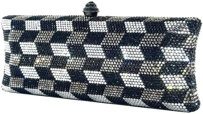 Rhinestone Clutch Evening Clutch Handbag Elegant Diamond Box Shaped Purses Crystal Crossbody Bag for Women Formal Party
