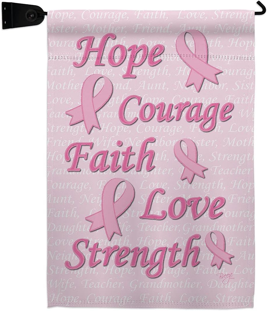 Hope Faith Courage Burlap Garden Flag Support Awareness Inspirational Survivor Ribbon Prevention Cancer Autism Breast BLM Small Decorative Gift Yard House Banner Double-Sided Made In USA 13 X 18.5