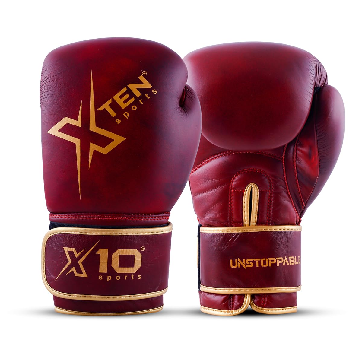 XTEN Real Leather Pro Boxing Gloves Perfect for Sparring, Fighting, Heavy Punching Bag, Kickboxing, Muay Thai, Men Women Adult, Martial Arts Training, Home Gym, Ventilated Palm, 8 10 12 14 16 Oz