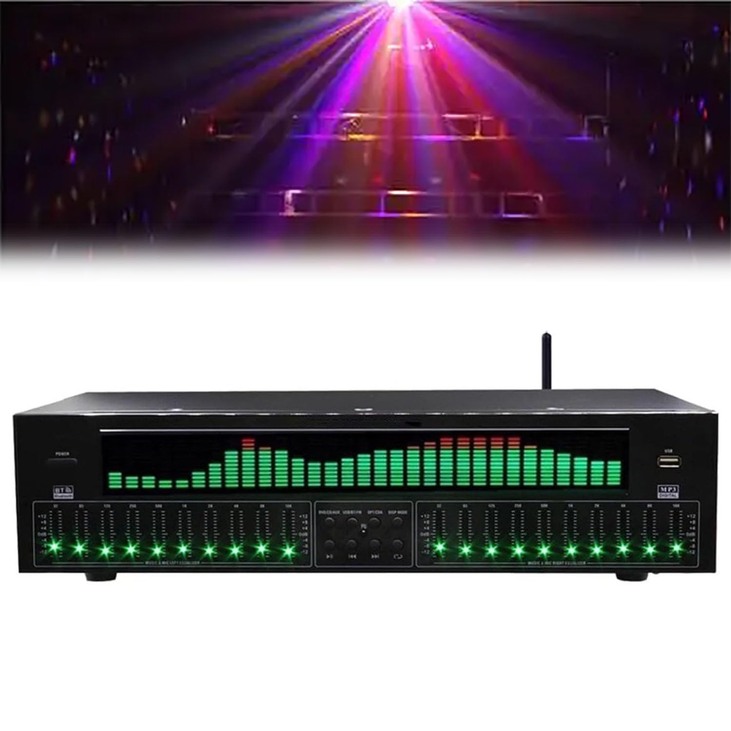 Equalizzatore Digitale EQ a 31 Bande, EQ Grafico Stereo Audio Digitale, con riduzione del Rumore, 12 Motivi ritmici, per Auto, Festa, Camera da Letto, casa