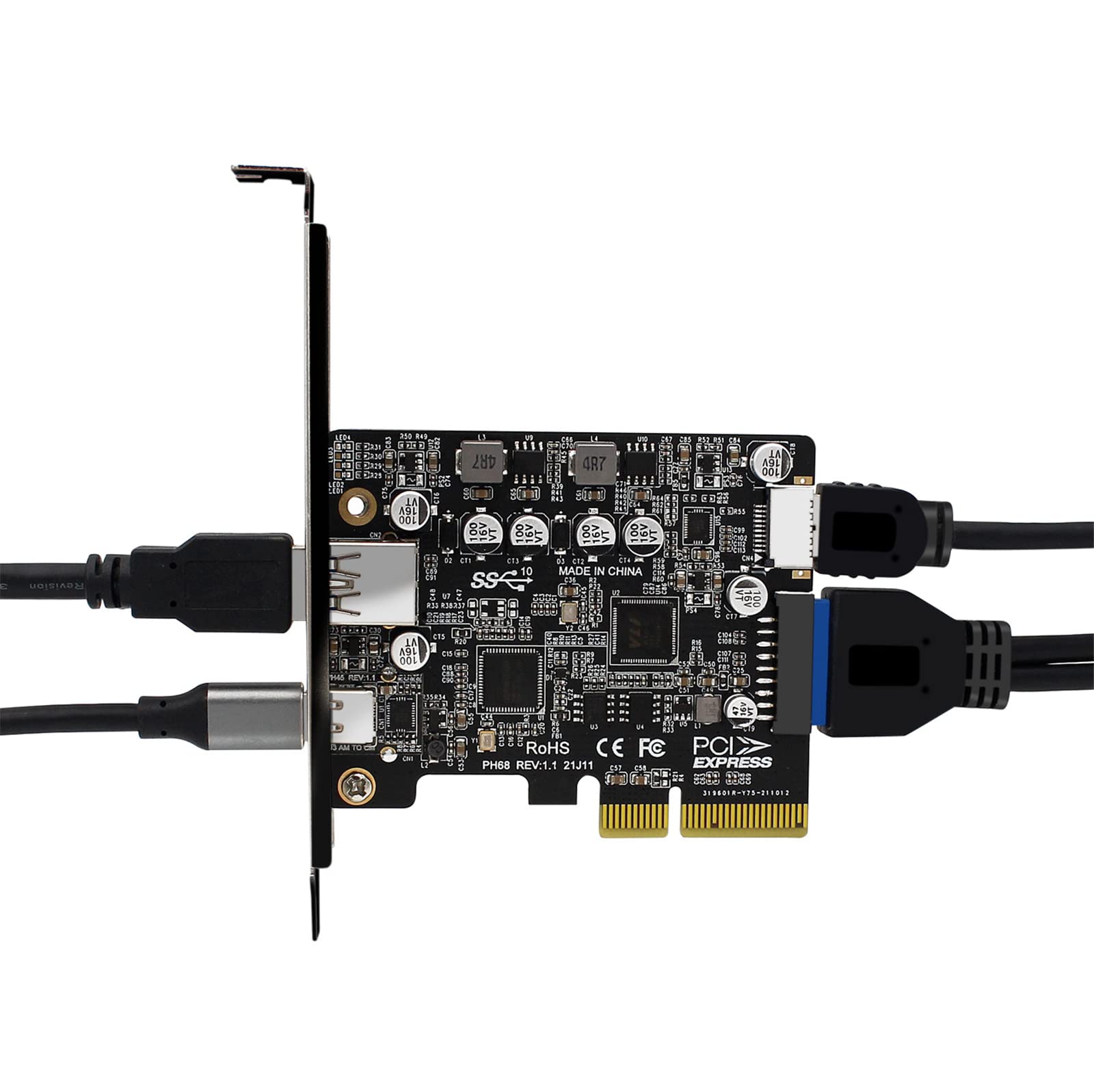 WANGCL Tarjeta PCI USB C PCIE 3.2 Con Puerto USB 3.2 + Tipo C + Frontal E + 19/20PIN Para Adaptador de Montaje en Panel Frontal