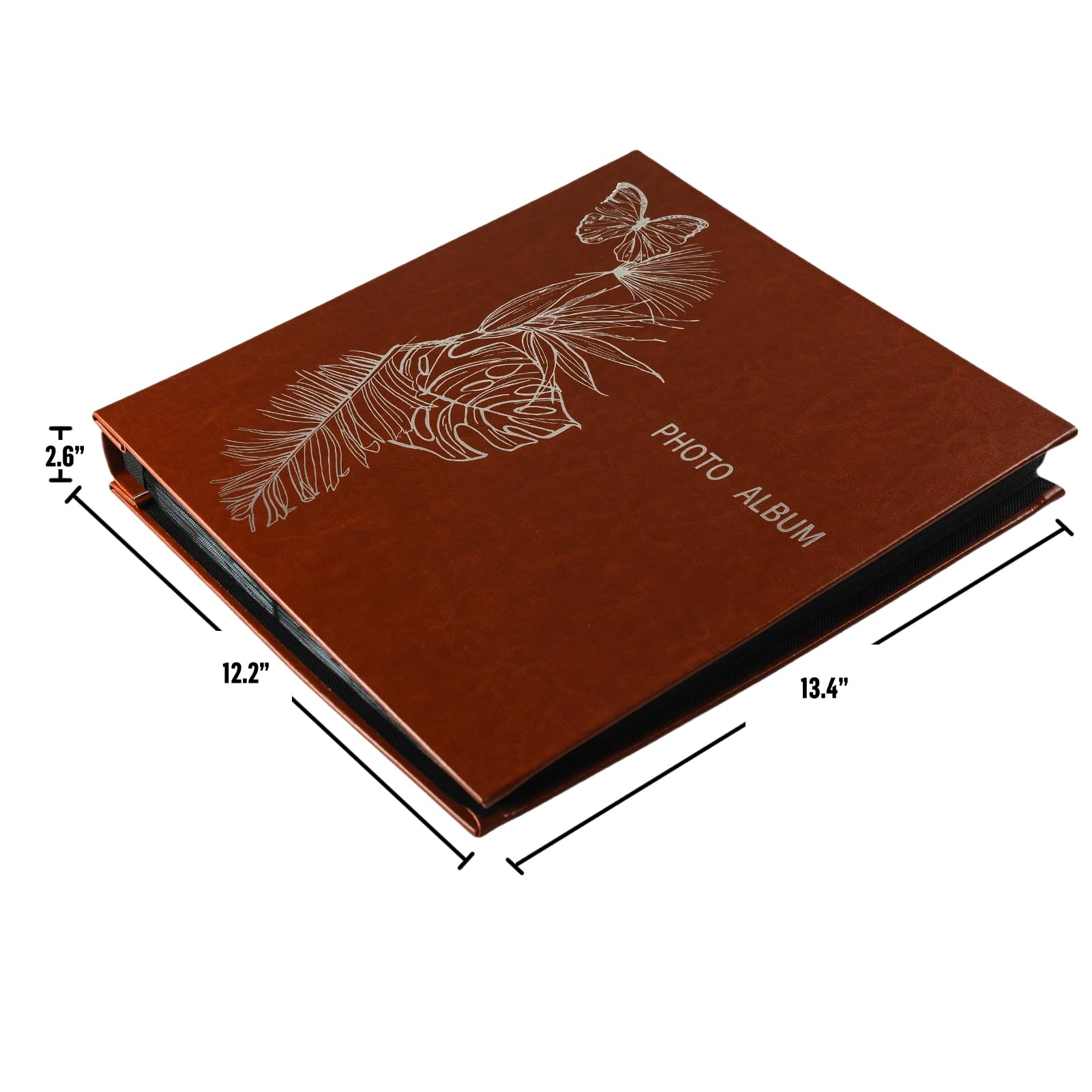 Álbum de fotos de cuero floral plateado vintage de 4 x 6 pulgadas, álbum de fotos de gran capacidad para fotos horizontales y verticales, perfecto para bodas familiares, bebés, aniversarios