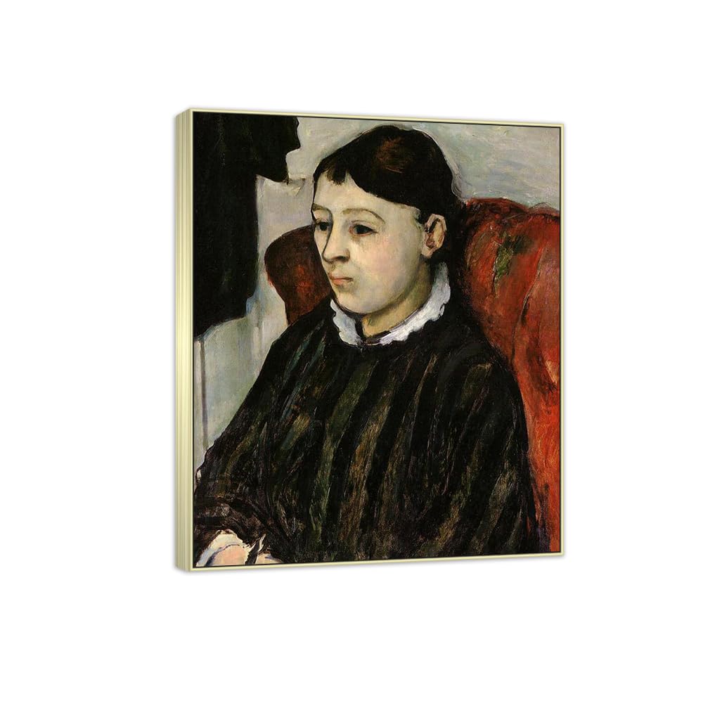 SDYSKKUG Canvas Wall Art Picture Decor Madame by Paul Cezanne 85x70cm Silver Frame