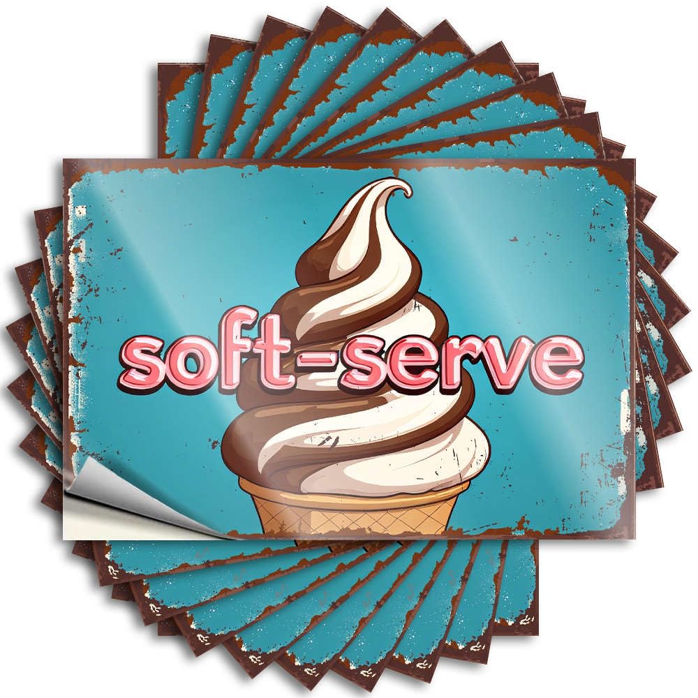 Funny Bumper Stickers A Vintage-Style Illustration of Soft-Serve Ice Cream in A Waffle Cone Stickers 10Pcs Inappropriate Stickers Sticker for Cars(6X9CM)