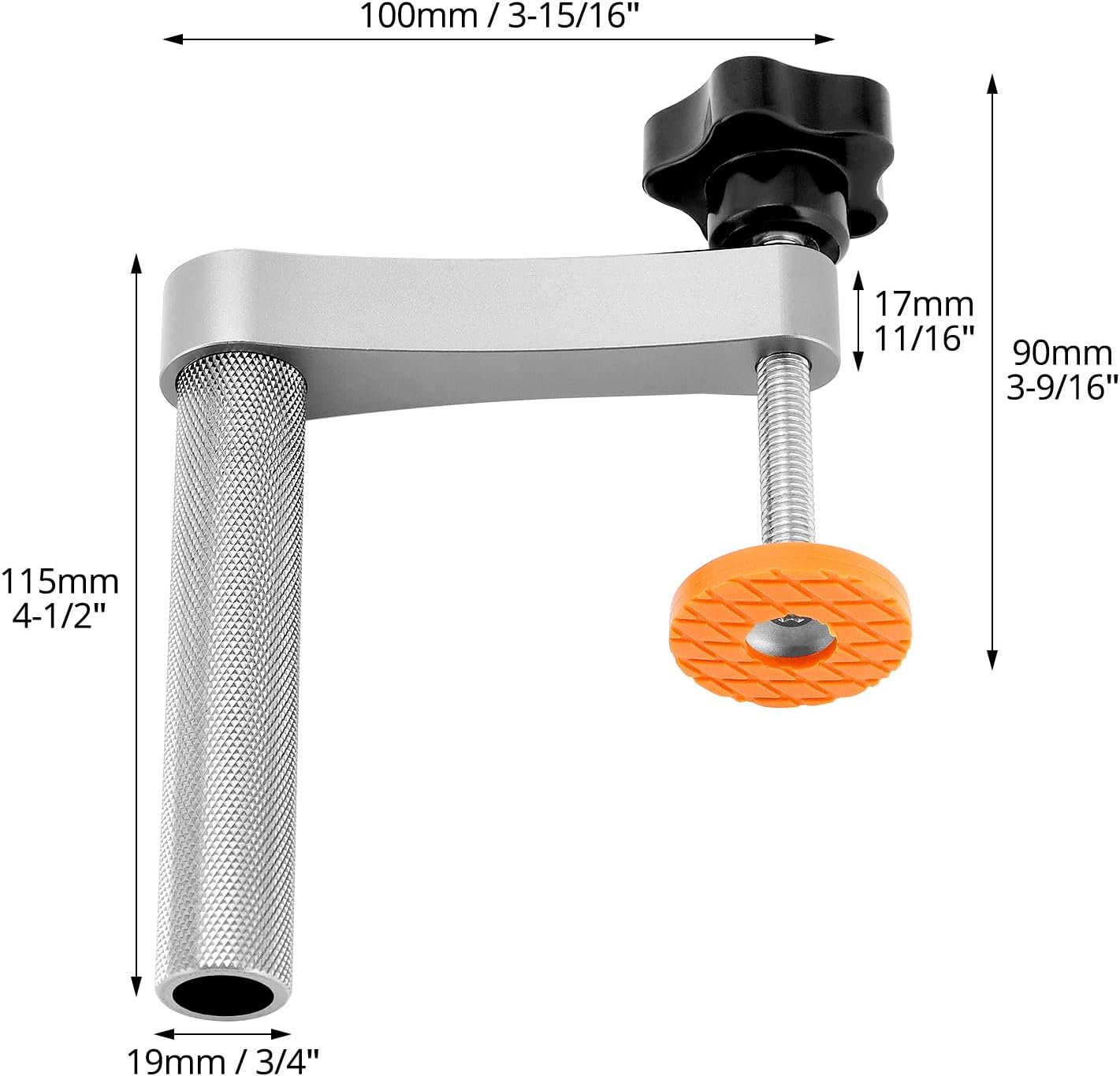 QWORK Woodworking Clamp 3/4" (19mm) - 2 Pack, Stable Holdfast Dog Hole Clamps with Non-marking Silicone Pads