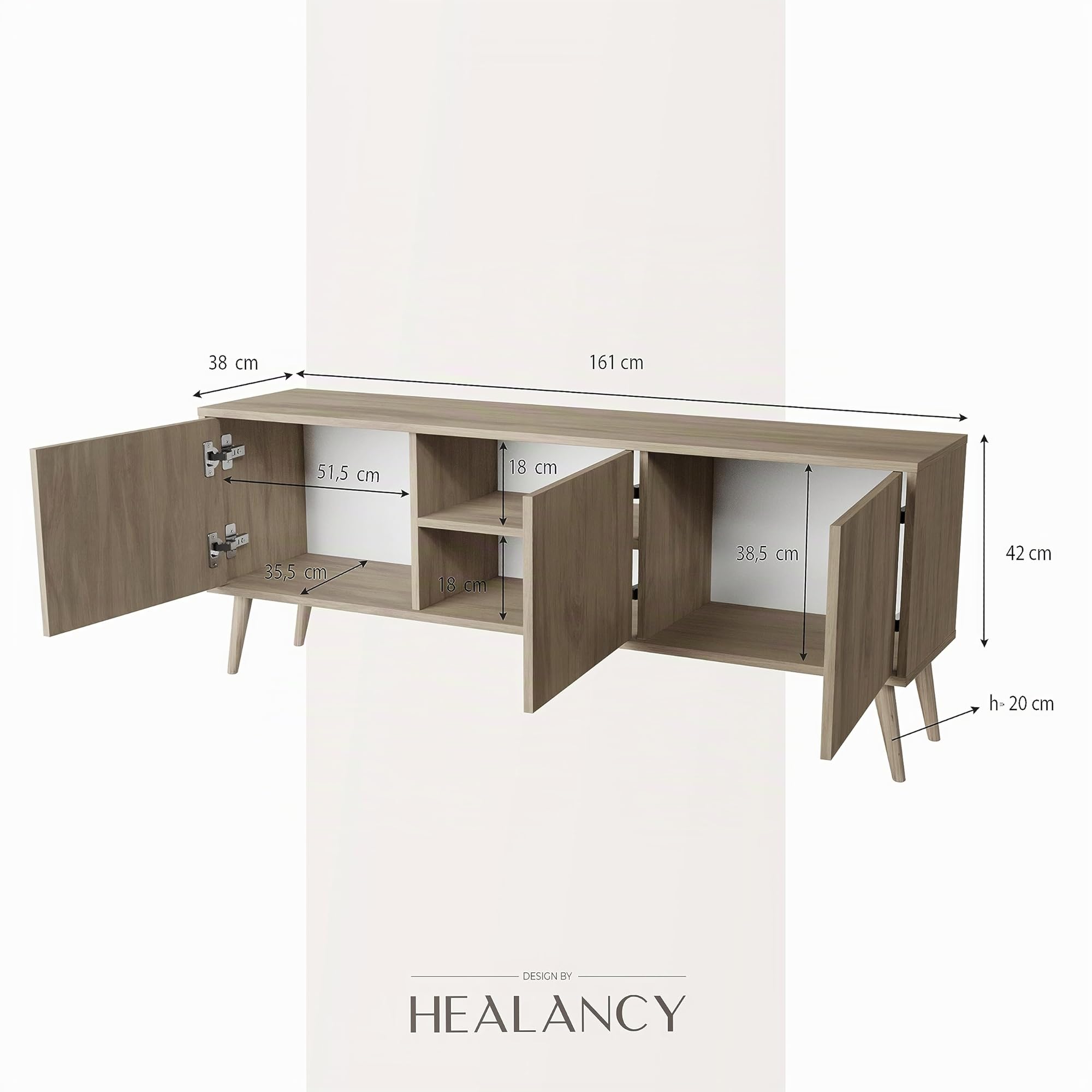 HEALANCY Mobile TV Mobile Porta Televisore a 3 ante Tavolo da Soggiorno TV Soggiorno Armadio Moderno per TV Porta TV con mobili contenitori Mensola TV Design moderno