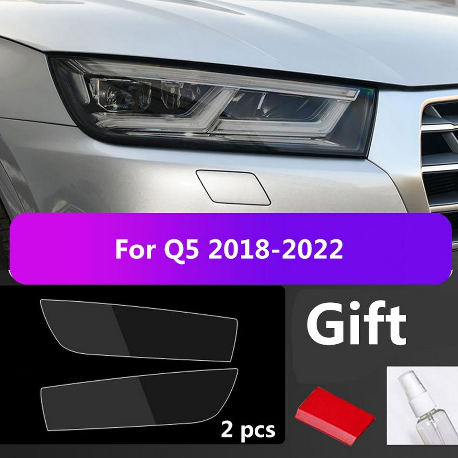 Für Audi Q5 8R FY 2009-2022 Auto Scheinwerfer Schutz Folie TPU Scheinwerfer Film Anti Scratch Auto-Styling Aufkleber,Blackened