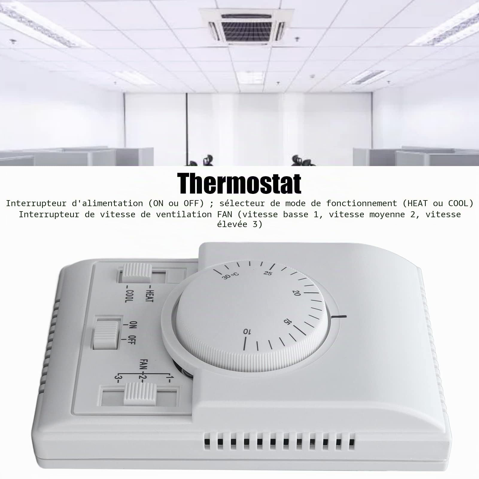 Thermostat de climatisation central AUHX, Contrôle du bouton tactile, Blanc, Industriel, 110-220V AC, Contrôle de la température pour ventilo-convecteur, Supermarché, Bâtiments commerciaux et civils
