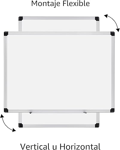 Miniatura 2 de Yaxa Basics Pizarra magnética de borrado en seco, 61 cm x 46 cm, marco de aluminio plateado/blanco