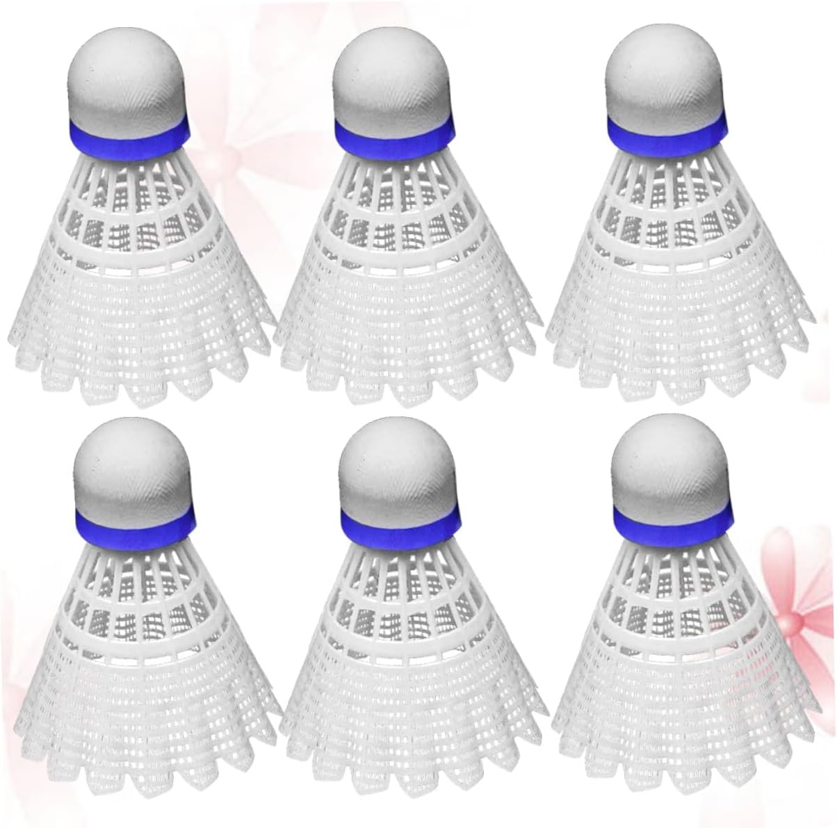 Zerodeko 6pcs White Plastic Training Shuttlecocks Lightweight Nylon Badminton Balls for Beginners School Sports Fitness Practice