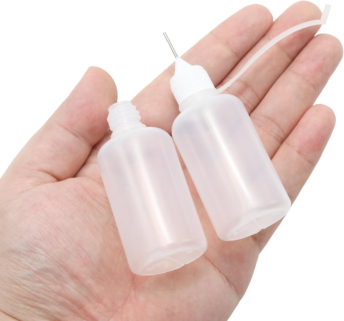 12Pcs 30ml Precision Tip Applicator Bottle, Translucent Glue Bottle with Small Funnel and Blank Label for DIY Craft, White Lids for Creative Projects/Crafters