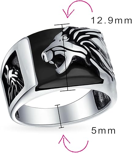 Miniatura 4 de Anillo de cabeza de león con piedra preciosa para hombre, diseño de ónix, negro, marrón, ojo de tigre, plata de ley 925 oxidada, hecho a mano