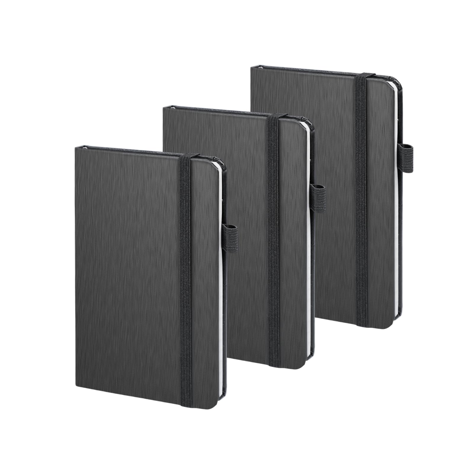 ONAVIA A6 Taschen-Notizbuch 3er Pack, 3,5 x 5,7 Zoll kleine Hardcover Journale mit Linien für Arbeit, Studium, Meetings, To-Do-Listen, Schwarz