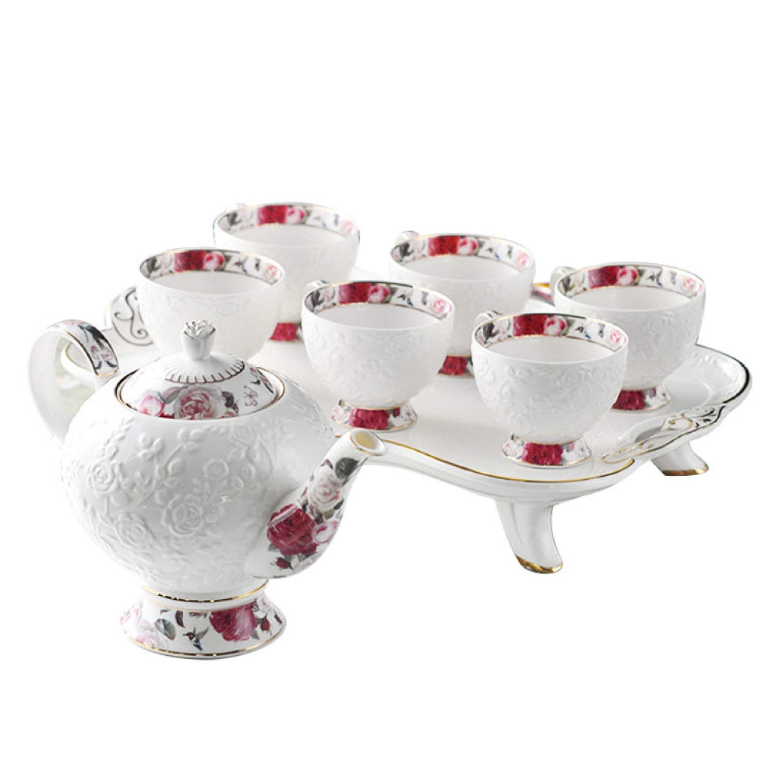 Service à thé avec théière, Service à thé, Service à thé de l'après-midi, Service à café, Service à thé en Porcelaine avec Plateau