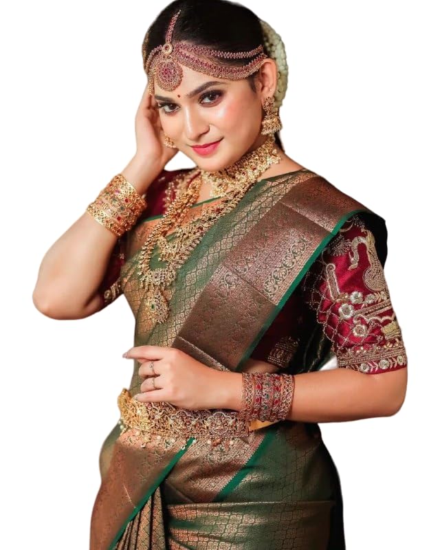 BishtHub Fashion Women Banarasi Jacquard Wedding Wear Kanjivaram Saree