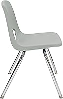 Vista 8 de FDP 13050-LG - Silla escolar apilable de 18 pulgadas, asiento apilable para estudiantes con patas de acero cromado y deslizadores giratorios