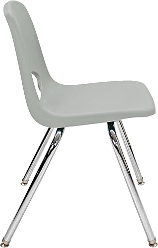 Miniatura 8 de FDP 13050-LG - Silla escolar apilable de 18 pulgadas, asiento apilable para estudiantes con patas de acero cromado y deslizadores giratorios para
