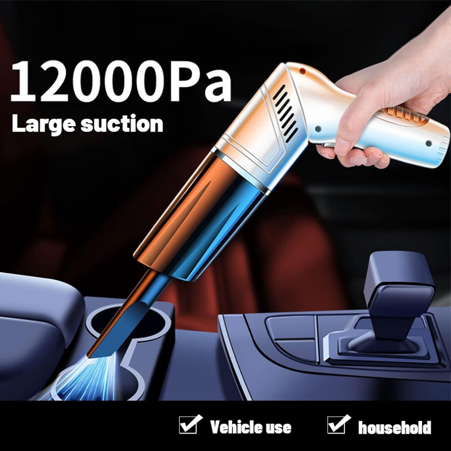 Hard Floor Vacuum 12000Pa Portable Car Vacuum Cleaner Wireless Mini Car Cleaning Handheld Vacum Cleaner for Car Interior Cleaner Home