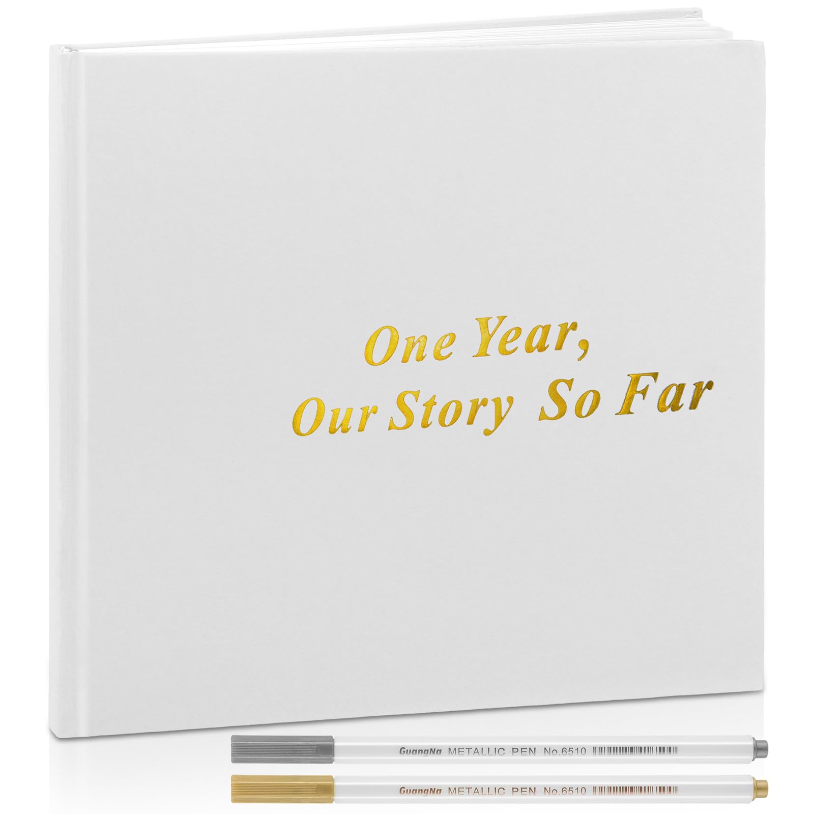 Colarr 8.7x8.7 White Hardcover Couples Scrapbook Photo Album 2 Markers