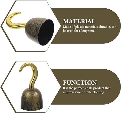 Miniatura 9 de NUOBESTY Ganchos piratas de mano de plástico gancho capitán gancho pirata fiesta conjunto para decoración de Halloween