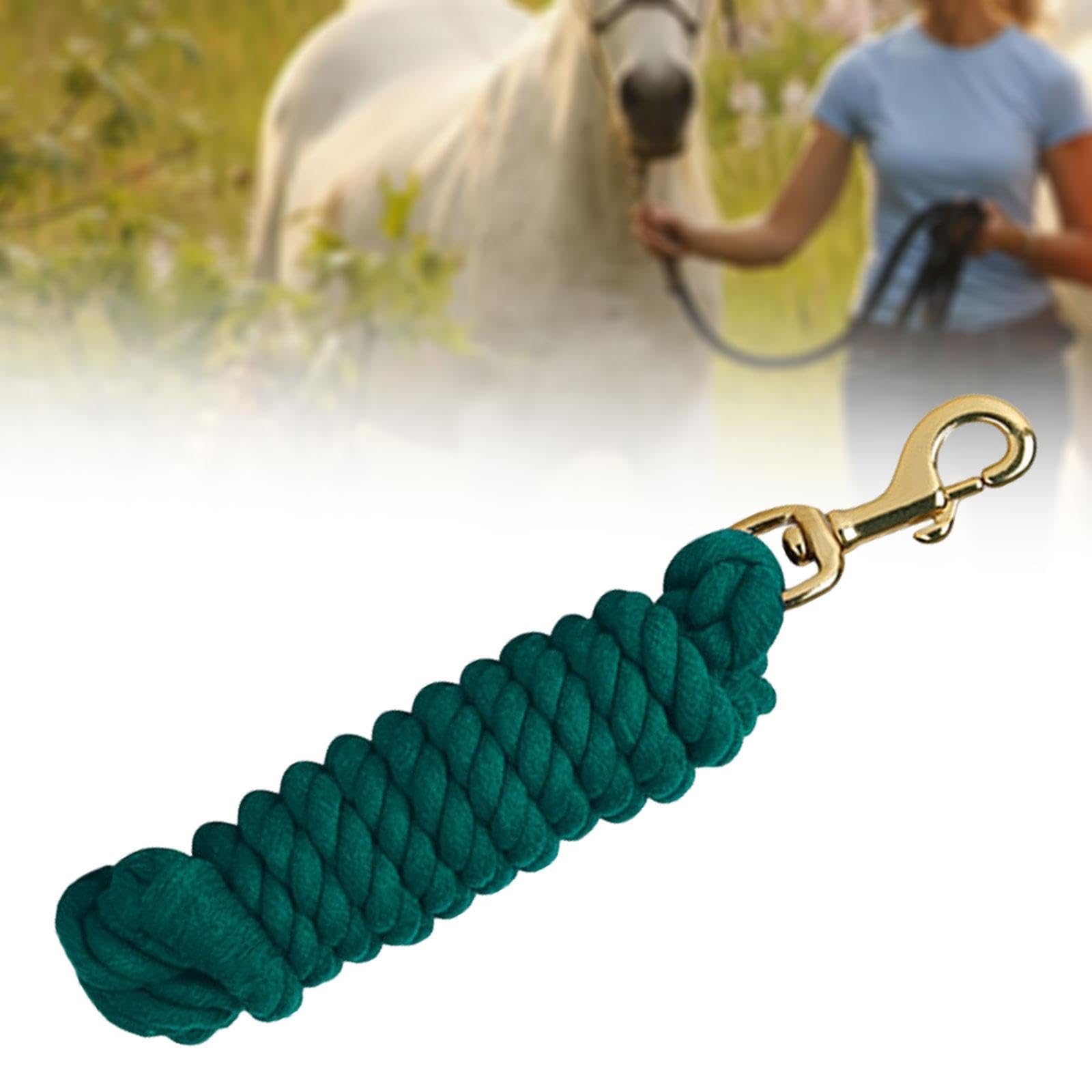 Guinzaglio per Cavalli, Corda per Addestramento E Passeggiate, Corda in Cotone con Redini E Moschettone Girevole, Guinzaglio Resistente per Addestrame, Verde