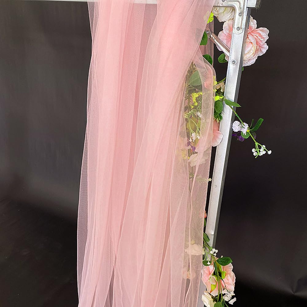 3m x 160cm Soft Tüllstoff,Tüll Stoffe zum Nähen,Netzstoff Dekostoff Drapierstoff für Arbor Hochzeit Vorhang Hochzeitsbogen Freihanddeko Querbehang Gardine Torbogen Zeremonie Party Dekor,Pfirsichrosa