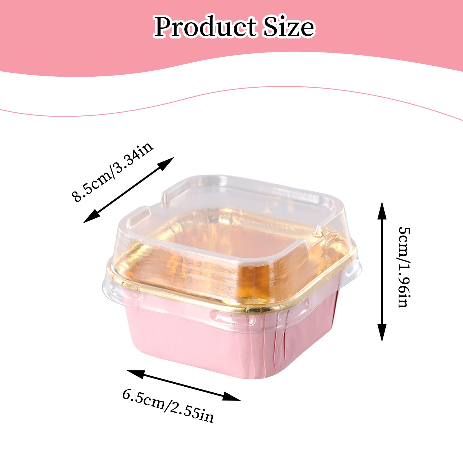 Amexo Pirottini Per Muffin In Carta, 50 Pezzi Mini Teglie Per Pane Con Coperchi, Stampi Muffin Quadrato Pirottini Cupcake In Foglio Di Alluminio Per Festa Compleanno Matrimonio