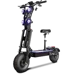 Foldable Adult Electric Scooter with Seat 14 Off-Road Tires 65Mph Top Speed 8000W Dual Front and Rear Power