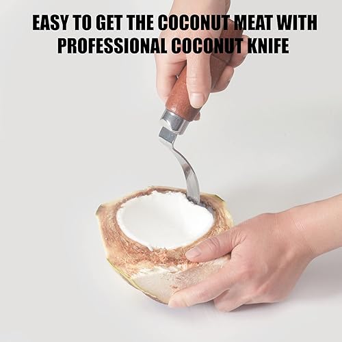 Miniatura 2 de Herramienta de coco de acero inoxidable, 2 piezas con mango de madera duradero