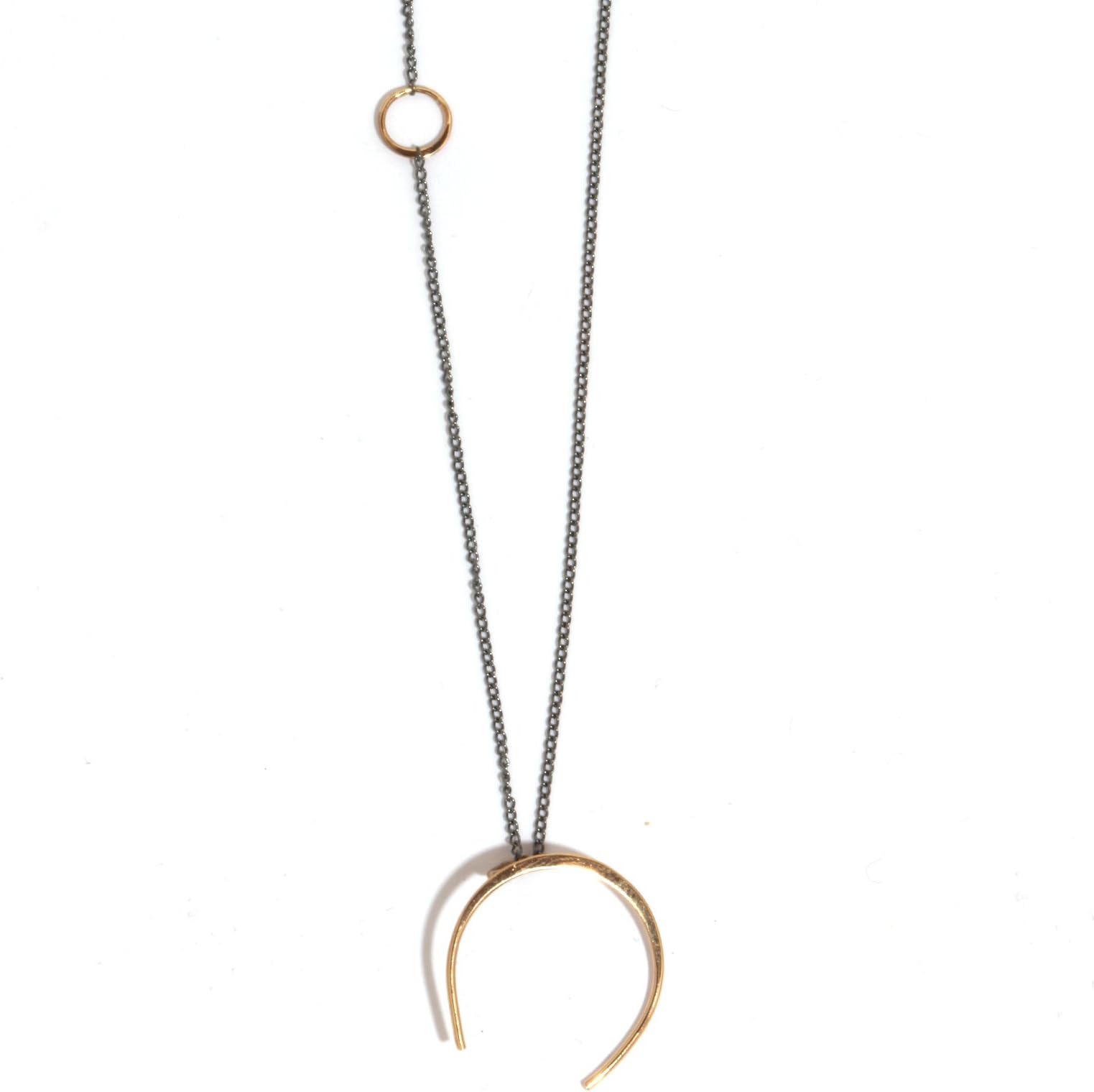 Melissa Joy Manning Women's 14ct Yellow Gold Horseshoe Necklace of Length 40.64cm