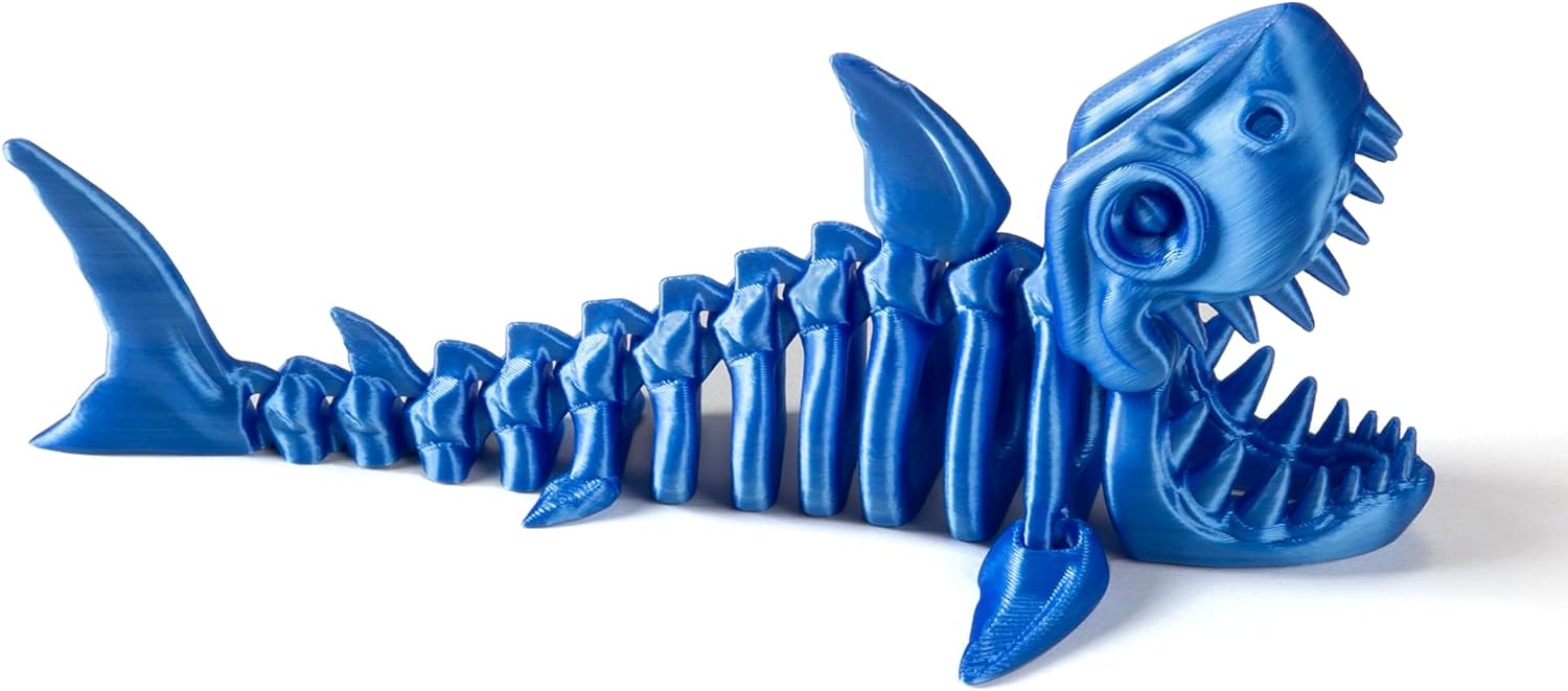 3D Printed Articulated Shark Toy – Fun Movable Skeleton Design for Desk Decor Fidget & Decompression Cute Rainbow Shark Model for Childern with Autism & ADHD Premium Quality（Blue）