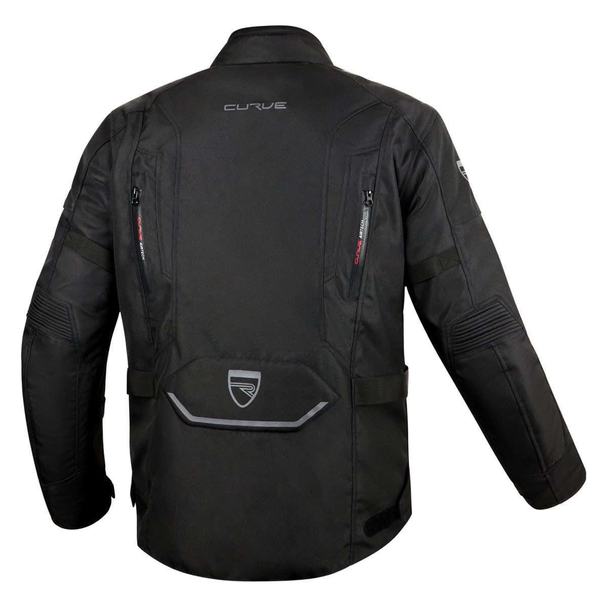 CURVE Chaqueta moto Boron Waterproof, Negra, Impermeable, Espaldera EVA, Protecciones hombros y codos Nivel 2, Adultos, Hombre, Mujer, todas las estaciones, clase A, CE