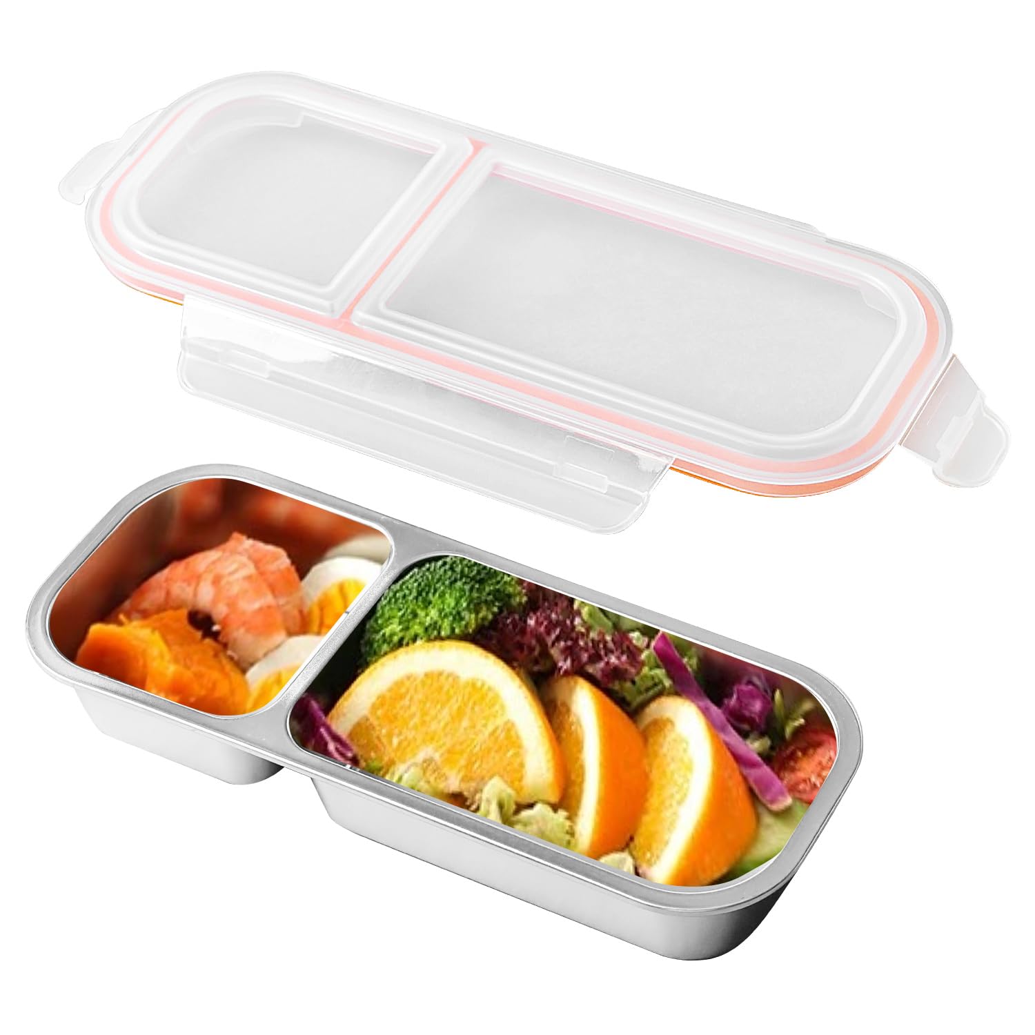 Lunchbox met vakken voor het portioneren | 820 ml lunchbox met stapelbaar ontwerp en