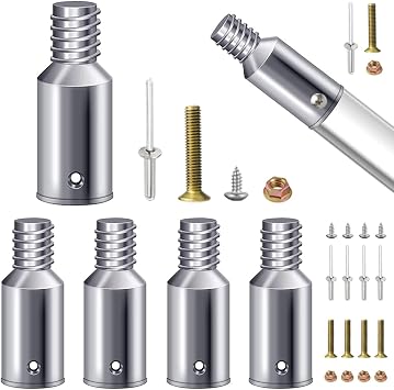 Threaded Tip Replacement Super Threaded Tip Repair Kit Aluminum Extension Pole End Adapter Metal Handle Tip 1" Wood Metal Pole Stick Mop Broom Brush Pack of 6