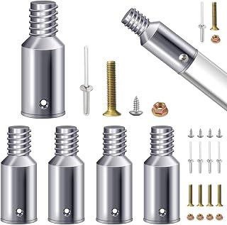 Threaded Tip Replacement Ultra Threaded Tip Repair Kit Aluminum Extension Pole End Adapter Metal Handle Tips for 1 Inch Wood Metal Pole Stick Mop Broom Brush (6 Pack)