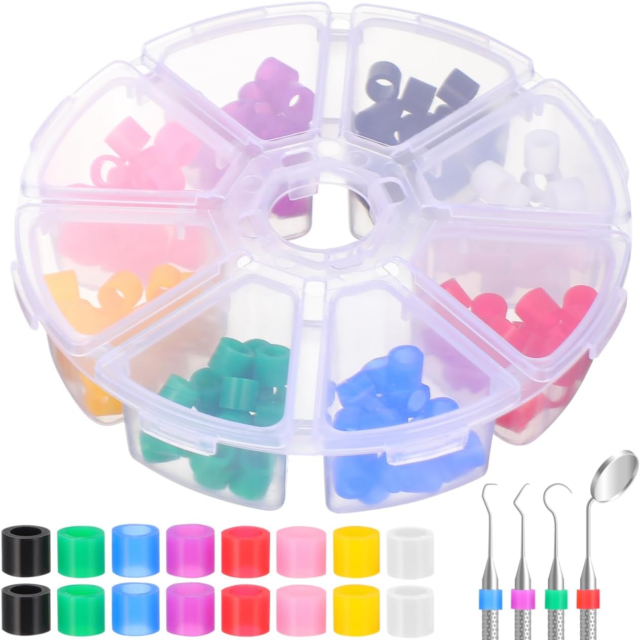 160pcs Dental Code Rings Autoclavable Silicone Instrument Identification Rings Colorful Grade Orthodontic Coding Bands for Organization in Dental Clinic & Hospital
