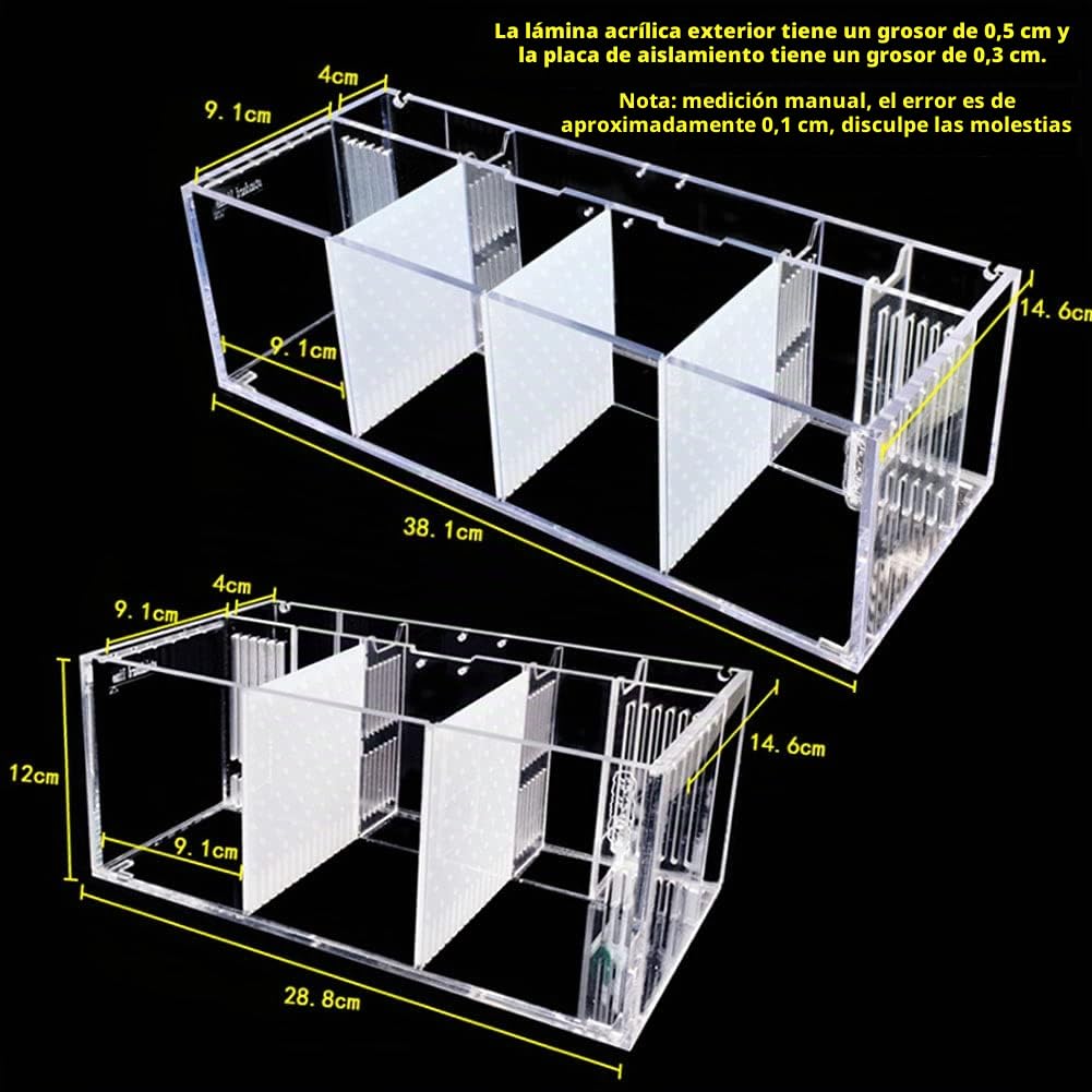 Betta Fish Tank Aquarium Material acrílico Mini pecera de Escritorio Kit de Cuencos con Bomba de Agua y Luces LED Autocirculación Tanque ecológico Sala de Aislamiento de Peces Enfermos (4 Rejillas)