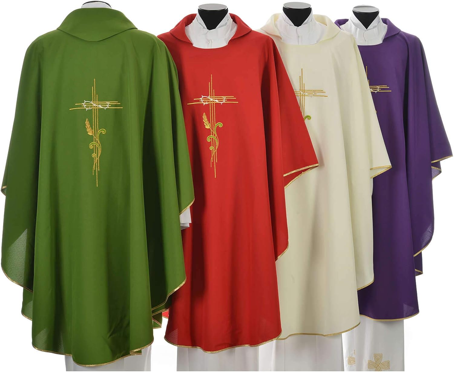 Holyart JHS Chasuble with Wheat Embroidery in Polyester, RedRed