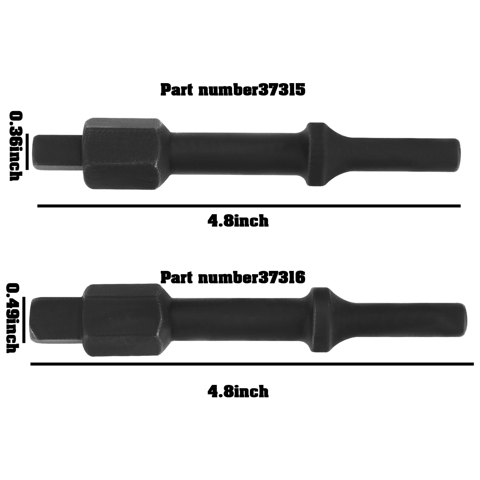 The Lord of the Tools 2 Pcs 32029 Air Hammer Socket Adapter Pneumatic Tools 37315 3/8" Air Hammer Bits Kit and 37316 1/2" Pneumatic Bolt Breaker Set Black - Image 4