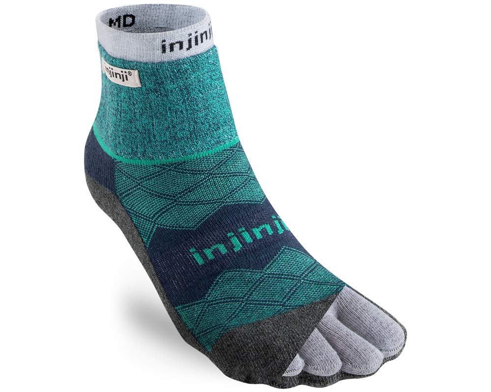 Injinji Men's Everglade Liner + Runner Minicrew Coolmax Toe Socks Size : 44.5-50