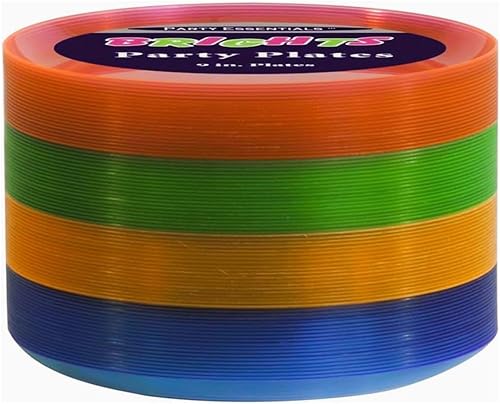 Miniatura 5 de Party Essentials Platos redondos de plástico duro de 9 pulgadas para fiestaalmuerzo, neón surtidos, 40 unidades