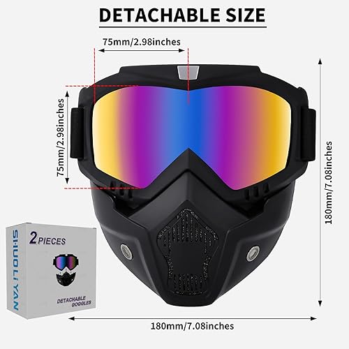 Miniatura 7 de SHUOLIYAN 2 Pieces Motorcycle Goggles Dirt Bike Goggles ATV Goggles Riding Goggles Ski Goggles Suitable For Men Women Youth