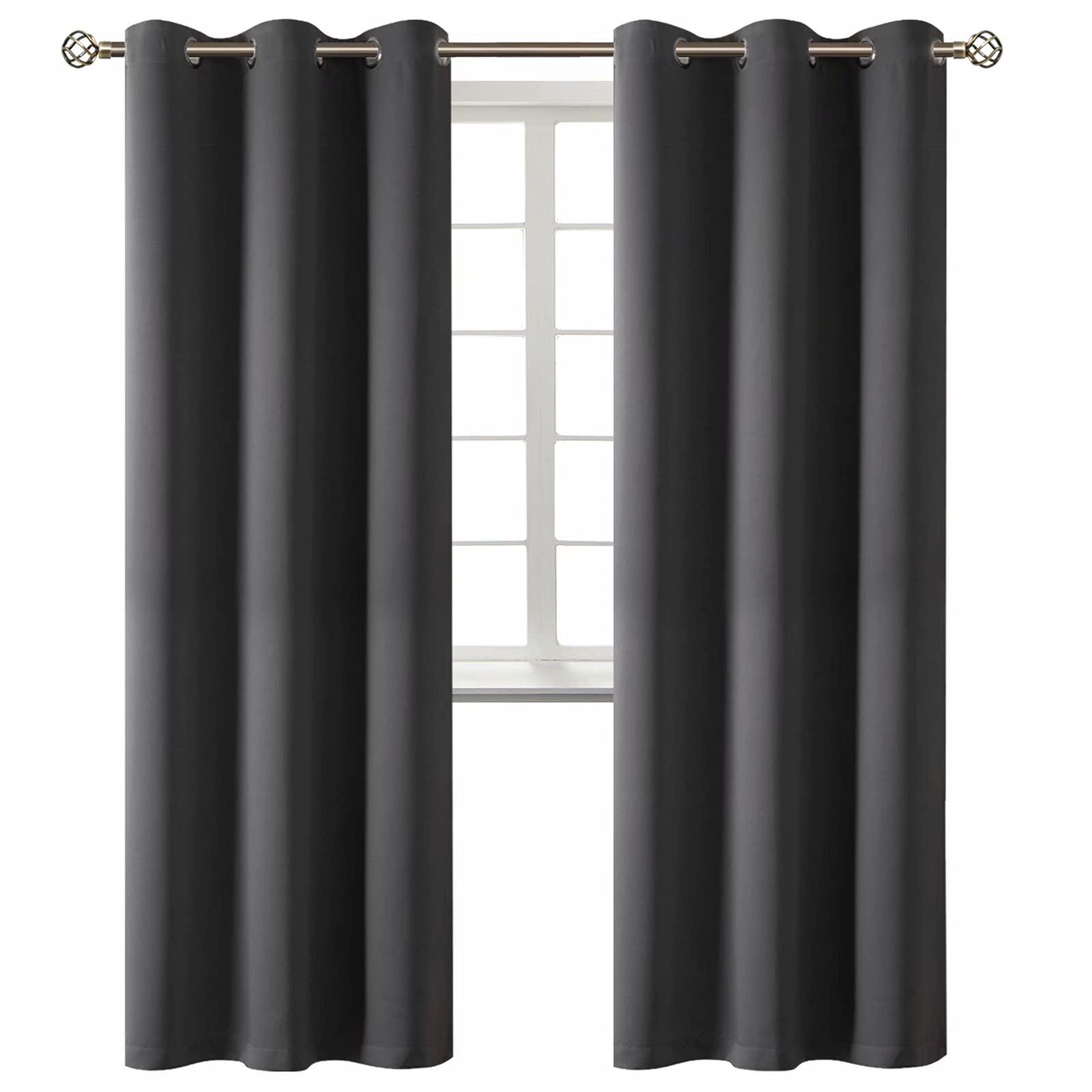 BGment Blackout Curtains - Grommet Thermal Insulated Room Darkening Bedroom and Living Room Curtain, Set of 2 Panels (42 x 84 Inch, Dark Grey)