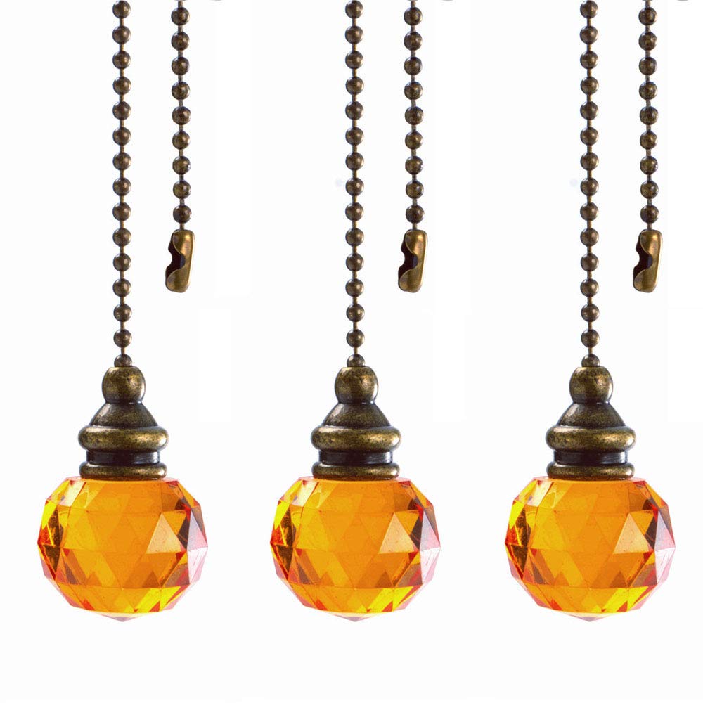 Akahttbn Ceiling Fan Pull Chain, Extension Chains with Decorative Yellow Ball Pendant, 12 Inches Fan Pulls Set For Ceiling Light Lamp Fan Chain,3 Pcs (Bronze)