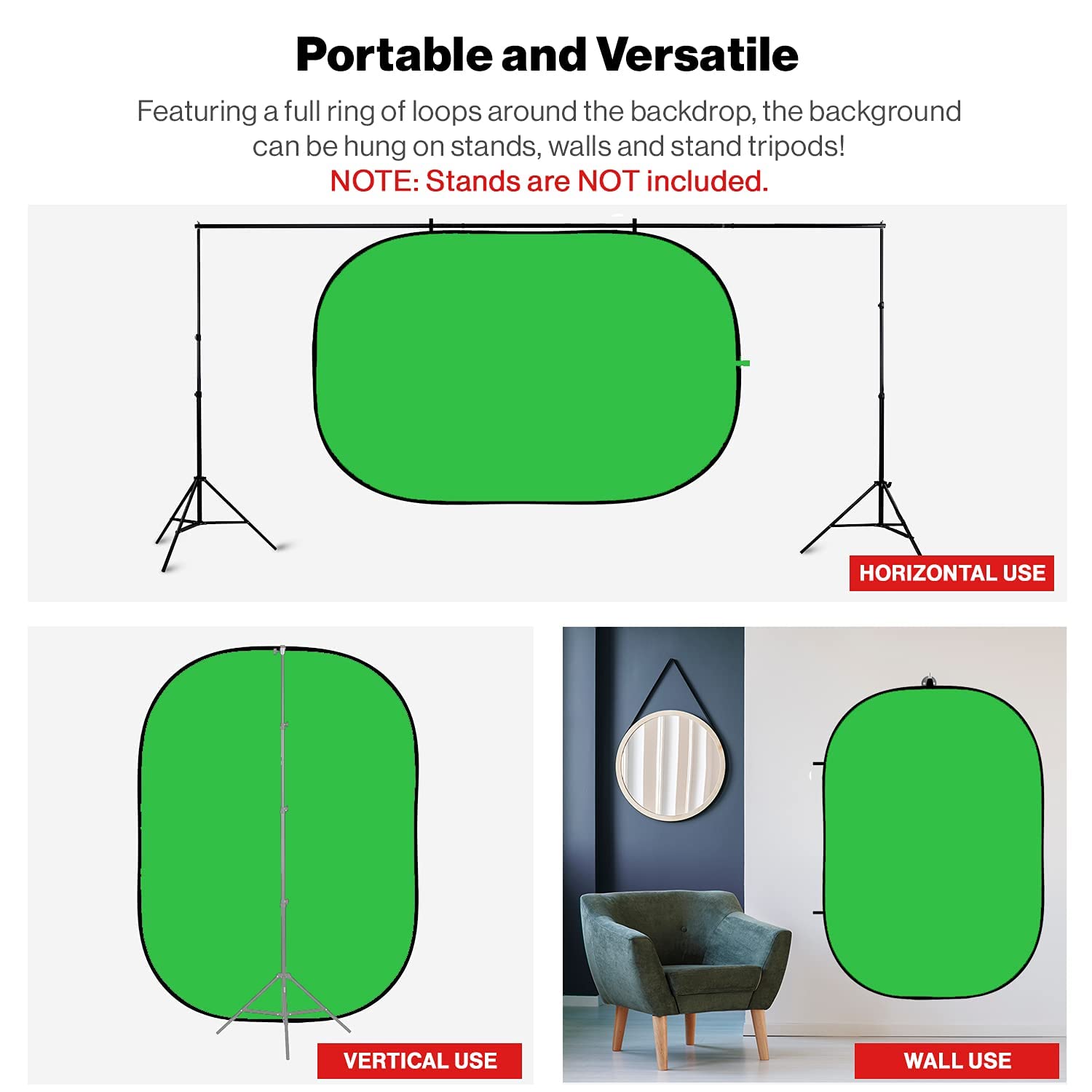 LENCARTA® Chromakey Blue Green Screen Pop Up Background 150x200cm