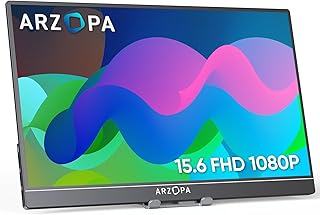 ARZOPA Monitor Portatil, A1 GAMUT 15,6 Pulgadas, 1920x1080 FHD Pantalla Portatil, IPS con HDMI/Type-C/USB-C, Altavoz Incorporado Dual, para Ordenador Portátil/PC/Mac/PS3/PS4/PS5/Xbox