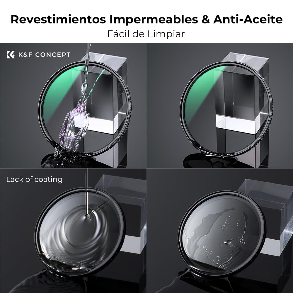 K&F CONCEPT Nano-Xcel 55mm Filtro Polarizador True Color, Polarizador Circular CPL Filtros con 28 Capas Revestimiento Nano